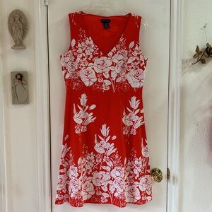 Reddish-Orange and White Roses dress